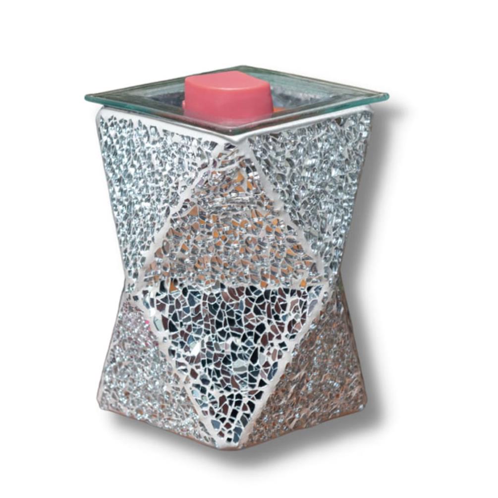 Sense Aroma Silver Crackle Geometric Electric Wax Melt Warmer Extra Image 1